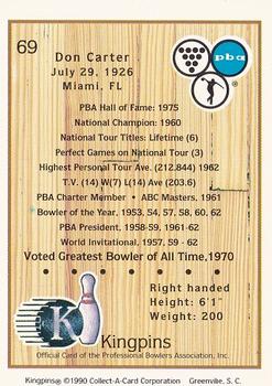 1990 Collect-A-Card Kingpins #69 Don Carter Back